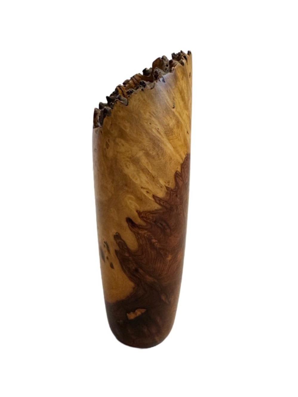 Amboyna Burl Wood Vase Natural Edge Flower Vase Artisan Crafted Sculpture Decor